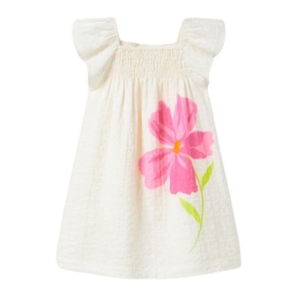 ZARA Kids , Ecru , Textured Floral Dress, size 2-3 years